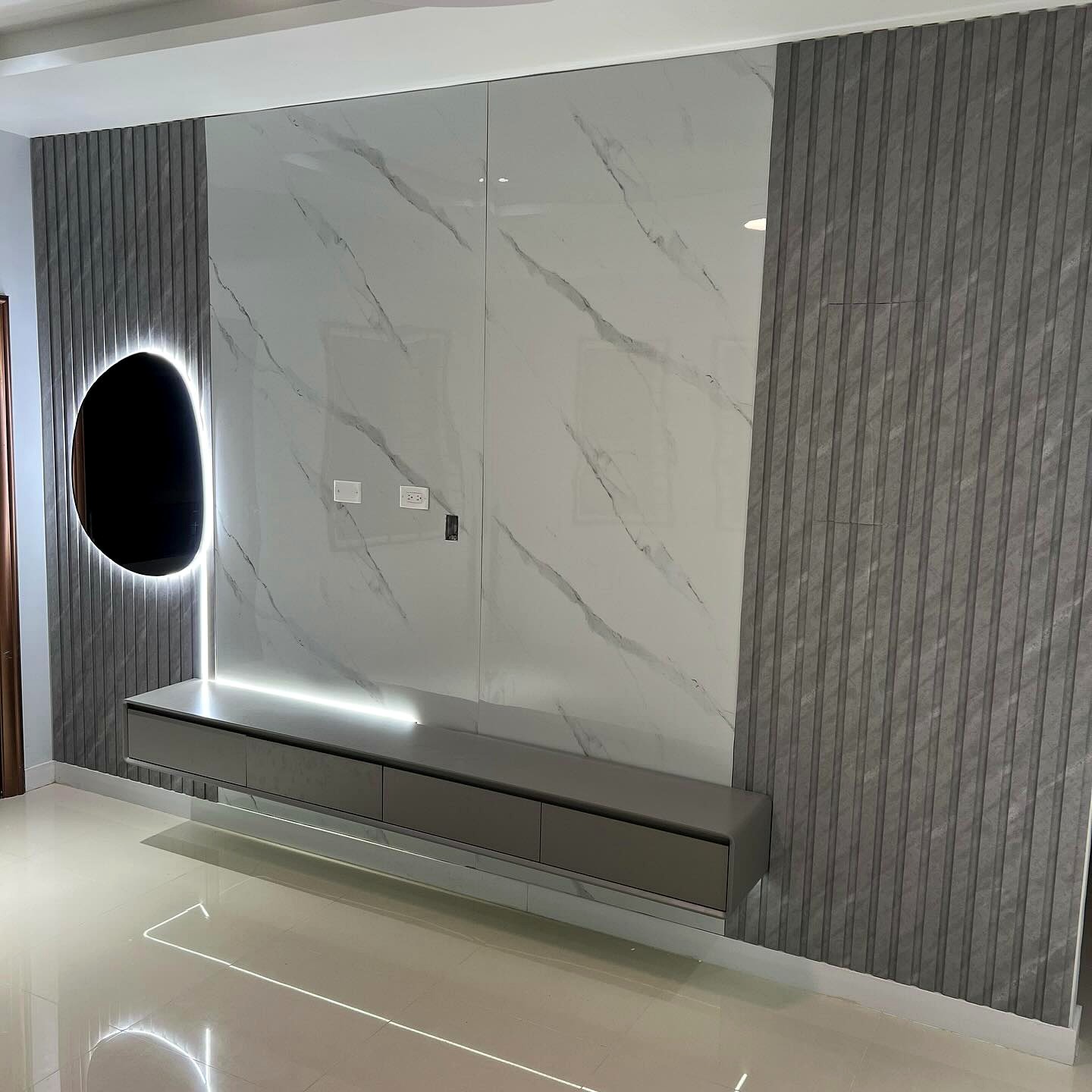 TV Ready Done by smmsdesigns 95inch Grey Floating Shelf 2-